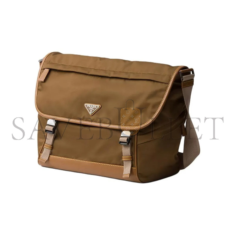 Pra*a large re-nylon and suede shoulder bag 2vd052 (30*27.5*14.5cm)